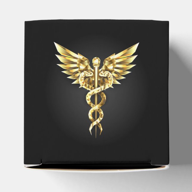 Gold Polygonal Symbol Caduceus Geschenkschachtel (Oben)