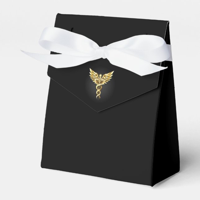 Gold Polygonal Symbol Caduceus Geschenkschachtel (Vorderseite)