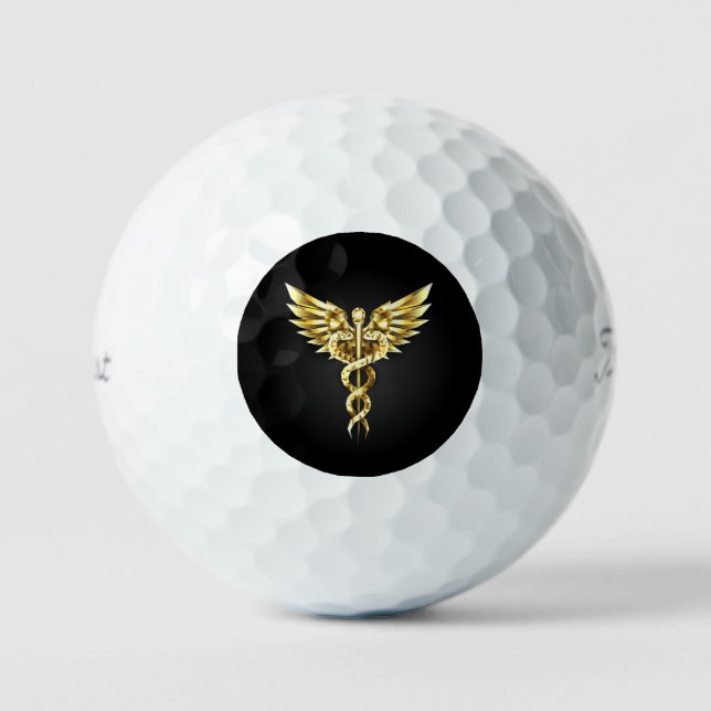 Gold Polygonal Symbol Caduceus Golfball (Vorderseite)