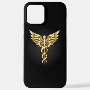 Gold Polygonal Symbol Caduceus iPhone 12 Pro Max Hülle