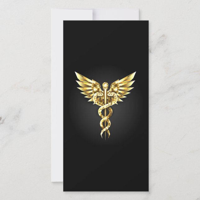 Gold Polygonal Symbol Caduceus Karte (Vorderseite)