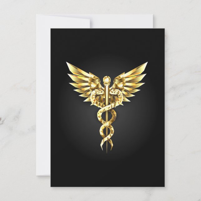 Gold Polygonal Symbol Caduceus Karte (Vorderseite)