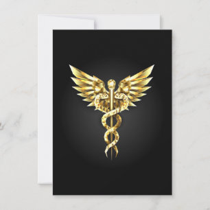 Gold Polygonal Symbol Caduceus Karte
