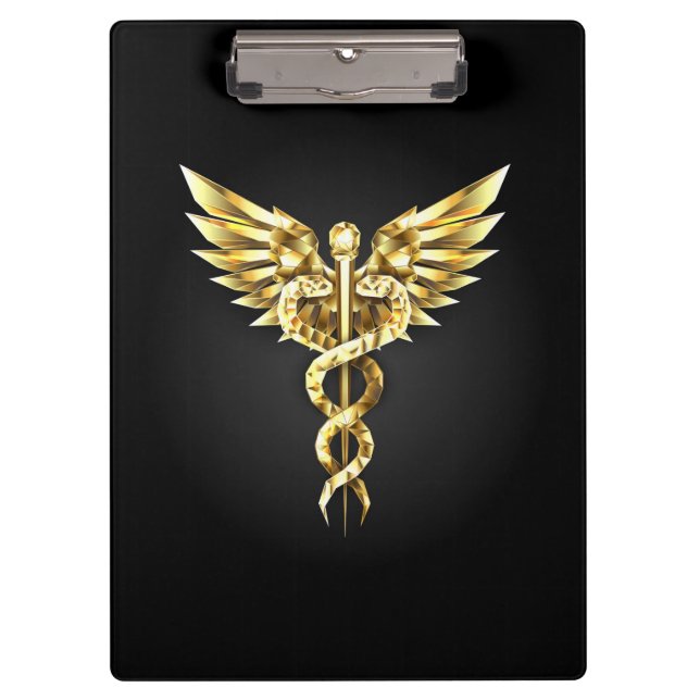 Gold Polygonal Symbol Caduceus Klemmbrett (Vorderseite)