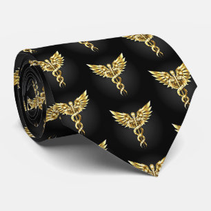 Gold Polygonal Symbol Caduceus Krawatte
