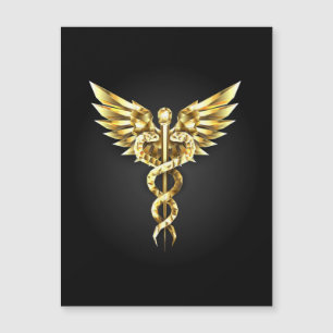 Gold Polygonal Symbol Caduceus Magnetkarte