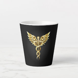 Gold Polygonal Symbol Caduceus Milchtasse