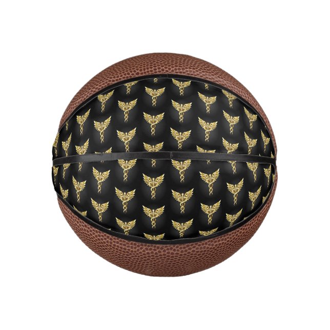 Gold Polygonal Symbol Caduceus Mini Basketball (Vorderseite)
