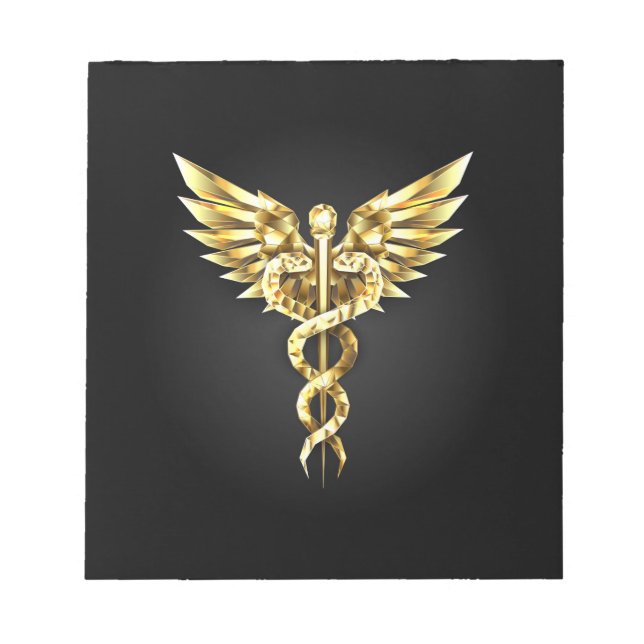 Gold Polygonal Symbol Caduceus Notizblock (Vorderseite)