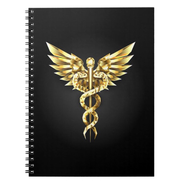 Gold Polygonal Symbol Caduceus Notizblock (Vorderseite)