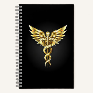Gold Polygonal Symbol Caduceus Notizbuch