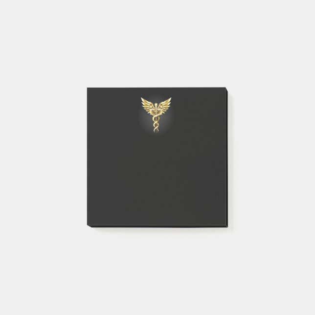 Gold Polygonal Symbol Caduceus Post-it Klebezettel (Vorderseite)