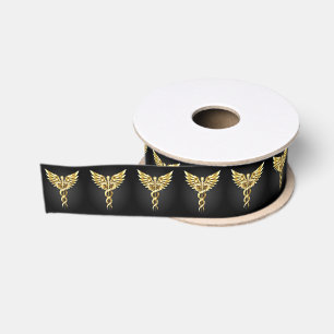 Gold Polygonal Symbol Caduceus Ripsband