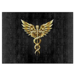 Gold Polygonal Symbol Caduceus Schneidebrett