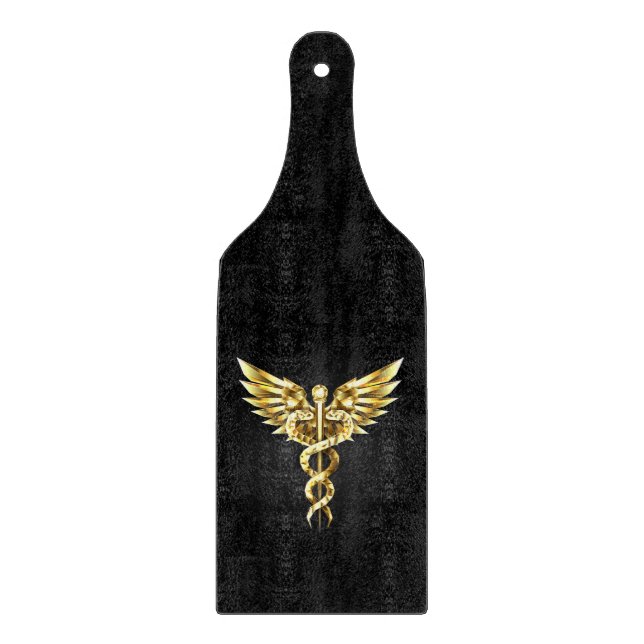 Gold Polygonal Symbol Caduceus Schneidebrett (Vorderseite)