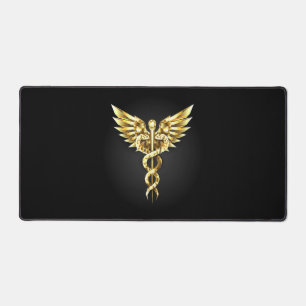 Gold Polygonal Symbol Caduceus Schreibtischunterlage