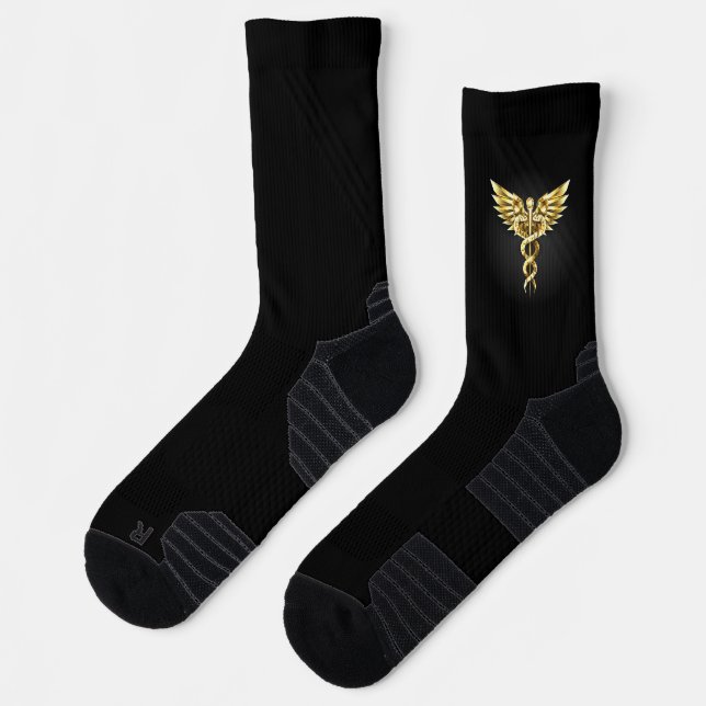 Gold Polygonal Symbol Caduceus Socken (Links)