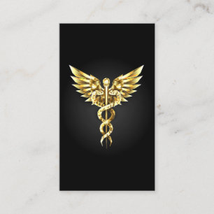 Gold Polygonal Symbol Caduceus Terminkarte