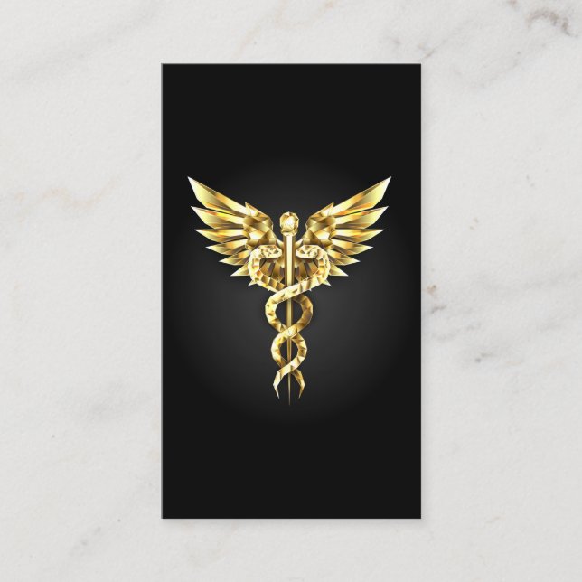 Gold Polygonal Symbol Caduceus Treuekarte (Vorderseite)