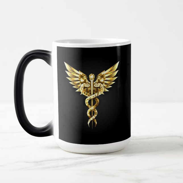 Gold Polygonal Symbol Caduceus Verwandlungstasse (Links)