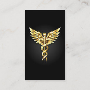 Gold Polygonal Symbol Caduceus Visitenkarte