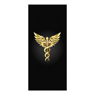 Gold Polygonal Symbol Caduceus Werbekarte