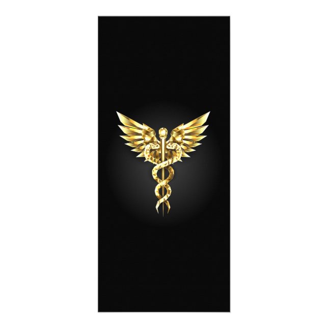 Gold Polygonal Symbol Caduceus Werbekarte (Vorne)