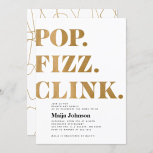 Gold Pop Fizz Clink Invitation à la douche nuptial