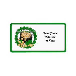 Gold-Pot mit Keilrahmen für den St. Patrick's Day Adressaufkleber