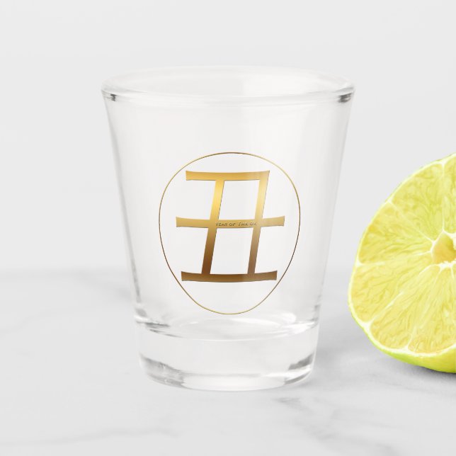 Gold Prägung Ox Jahr Symbol Zodiac Shot G Schnapsglas (Vorderseite)