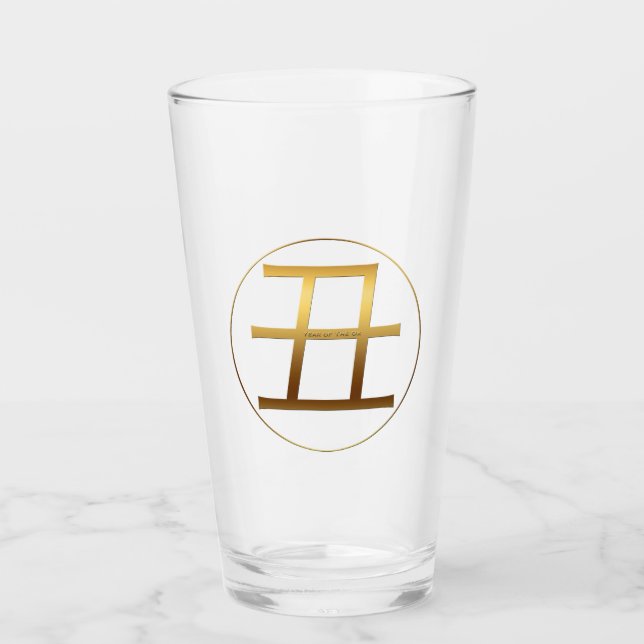 Gold Prägung Ox Jahr Symbol Zodiakglas Glas (Vorderseite)