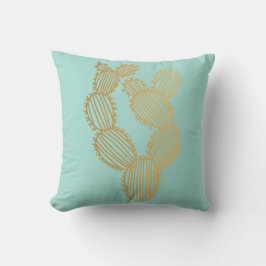 Gold Prickly Cactus Doodle Kissen