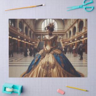 Gold Princess Steampunk Viktorianisch Decoupage Seidenpapier