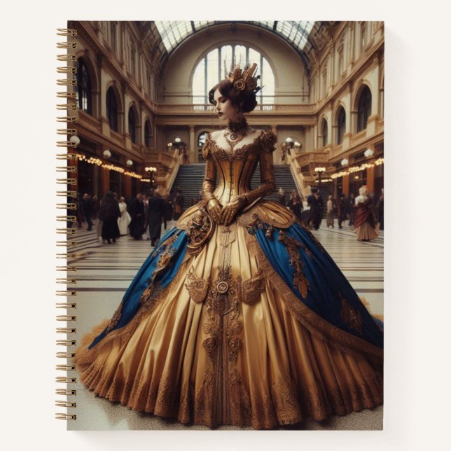 Gold Princess Steampunk Viktorianisch Industrial Notizbuch (Vorderseite)