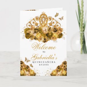 Gold Princess Tiara Quinceanera Programme