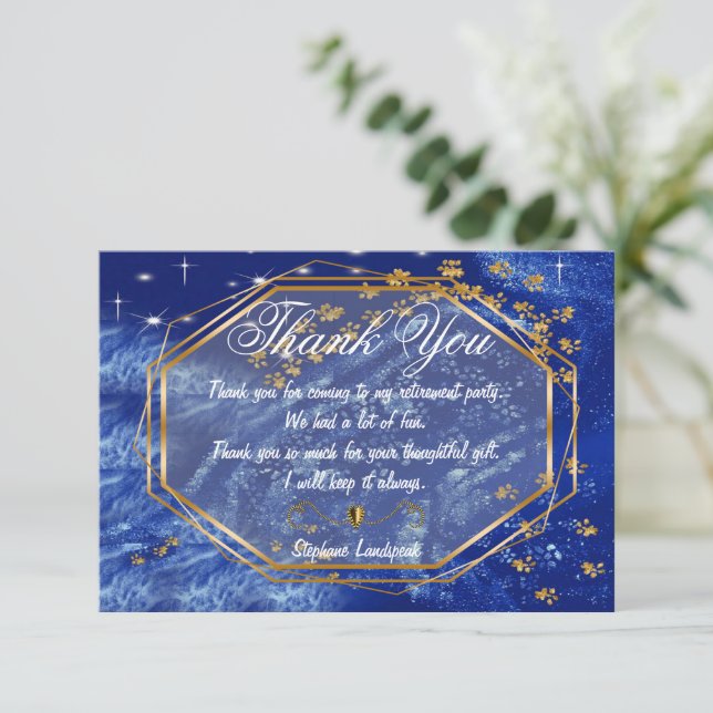 Gold Prints auf Starry Icy Night Sky Vielen Dank Mitteilungskarte (Stehend Vorderseite)
