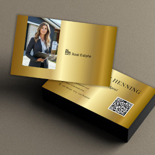 Gold Professional Immobilienmakler Foto QR Code Visitenkarte
