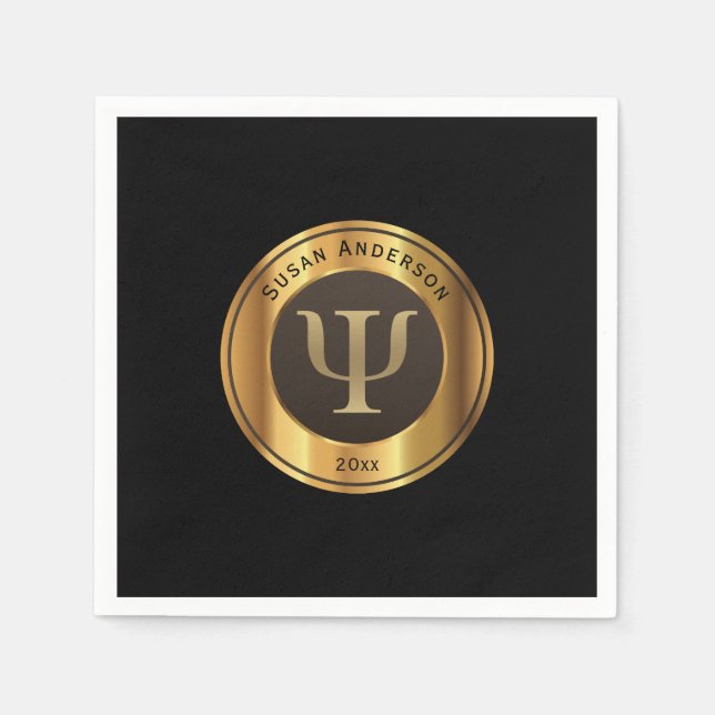 Gold Psi Symbol - Psychologe Abschluss Napkins Serviette (Vorderseite)