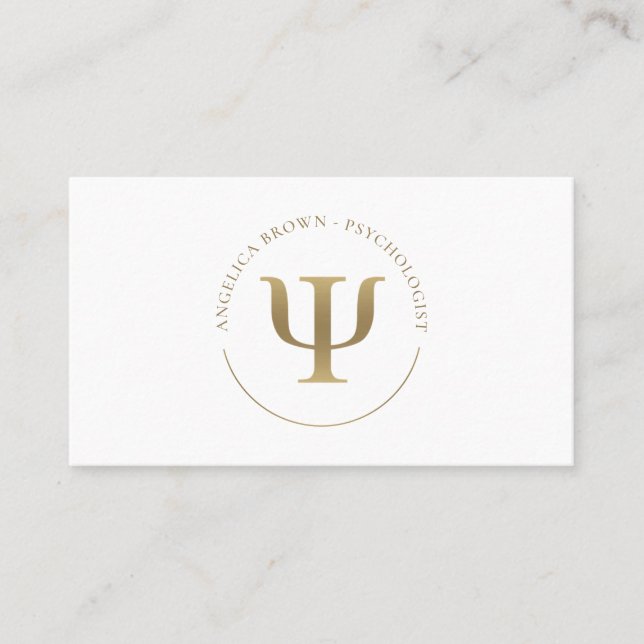 Gold Psychologe Psi Symbol Business Card Visitenkarte (Vorderseite)