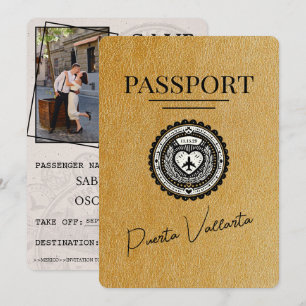 Gold Puerta Vallarta Reisepass Save The Date