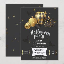 Gold Pumpkin Elegantes Halloween-Party Einladung