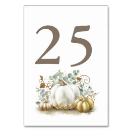 Gold Pumpkin Hochzeit im Herbst Tischnummer Cards