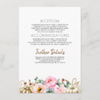 Gold Pumpkin Pink Floral Vase Hochzeitsinformation