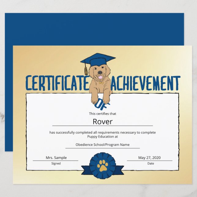 Gold Puppy-Programm Kinderbetreuung Schule Pre-Pup (Vorne/Hinten)