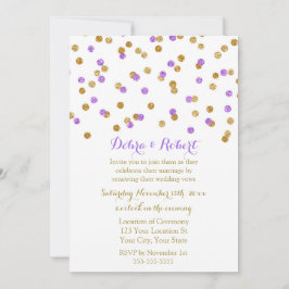 Gold Purple Confetti Vow Renewal Invitation