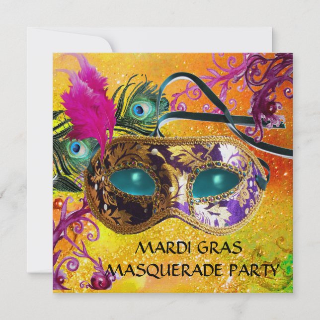 GOLD PURPLE DAMASK CARTE MASQUE Masquerade (Devant)