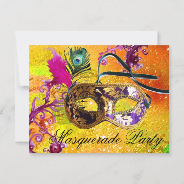 GOLD PURPLE DAMASK CARTE MASQUE Masquerade (Devant)