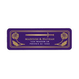 Gold Purple Medieval Fantasy Sword Wedding Label