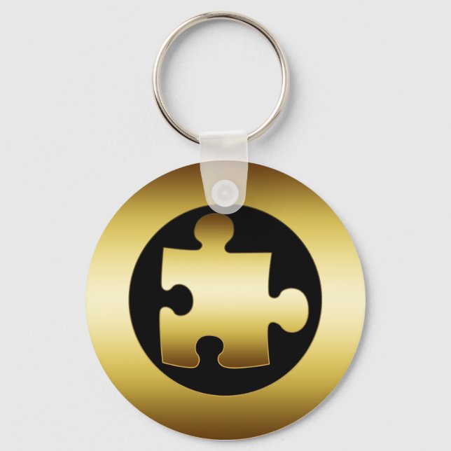 GOLD PUZZLE PIECE SCHLÜSSELANHÄNGER (Vorderseite)