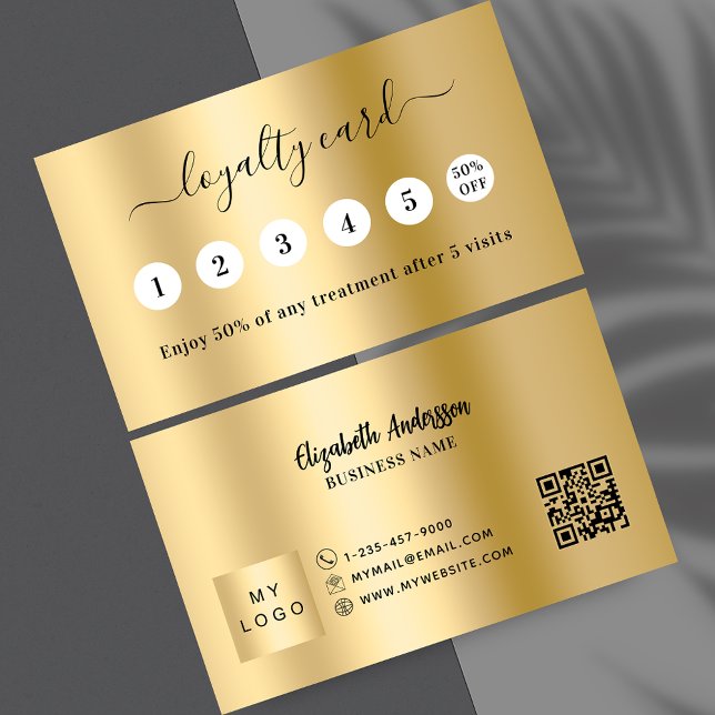 Gold qr Geschäftslogo 5 Treuekarte besuchen (Von Creator hochgeladen)